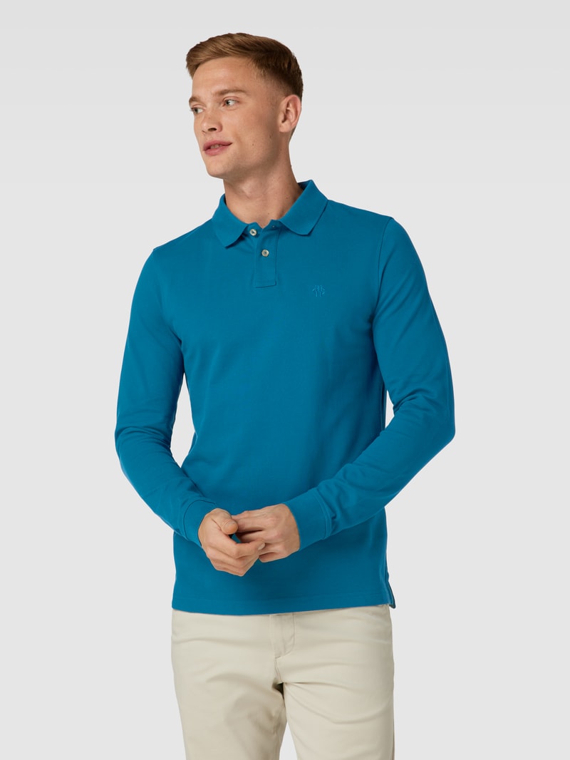Poloshirt mit Logo-Stitching Modell 'THOMAS' in lagune