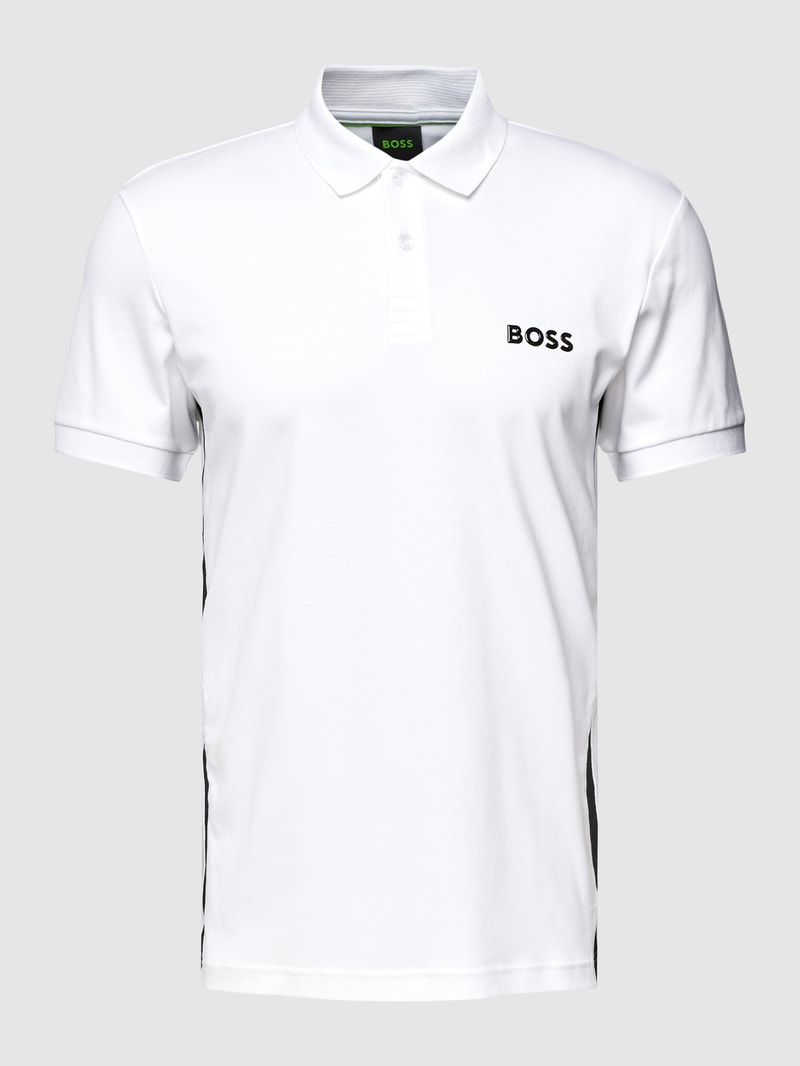 Slim Fit Poloshirt mit Label-Detail Modell 'Paule' in weiß