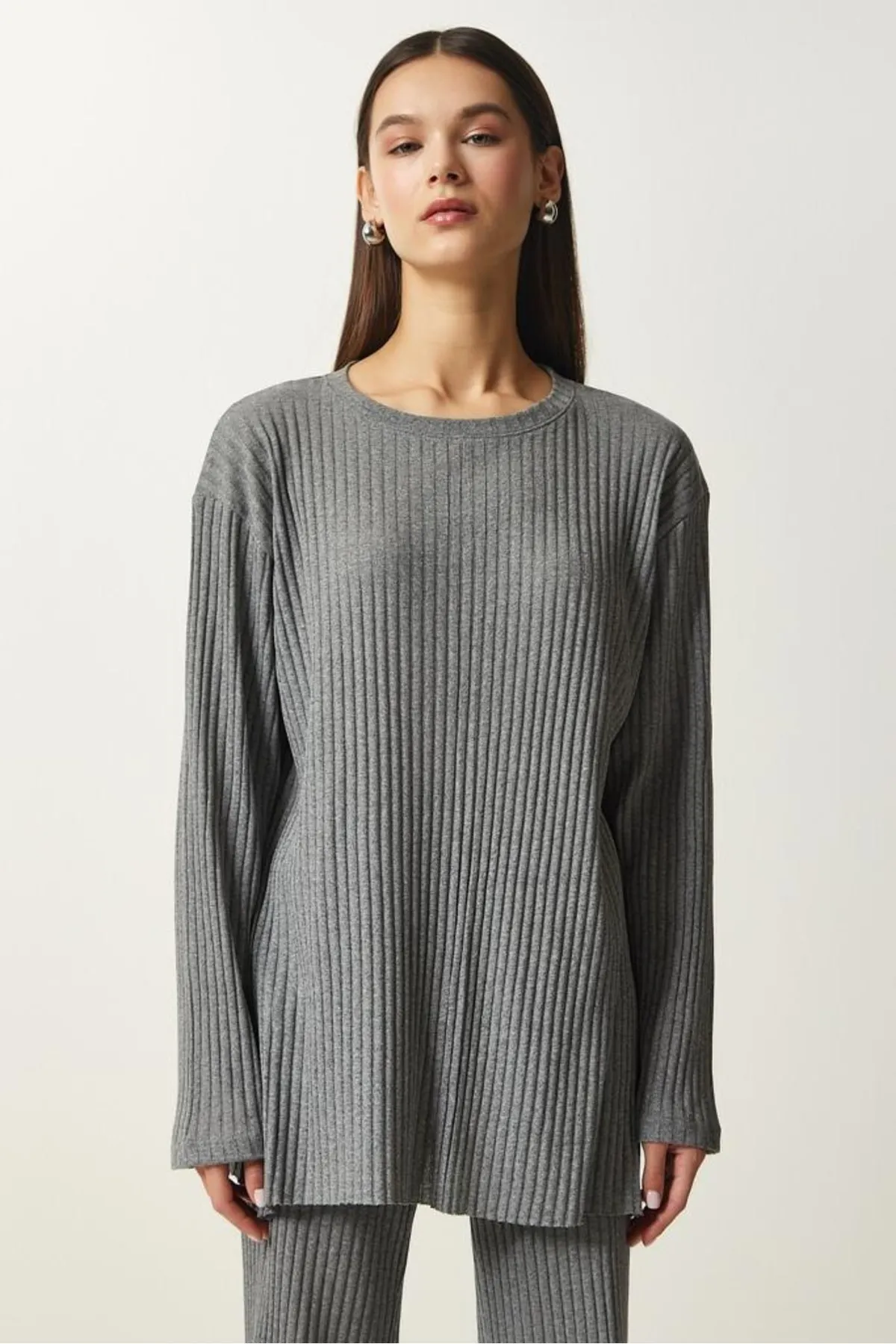Know  Damen-Set aus Bluse und Hose aus geräuchertem Kordelstrick