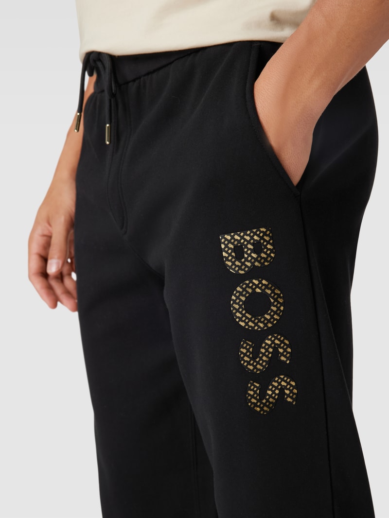 Sweatpants mit Label-Print Modell 'Lamont' in schwarz