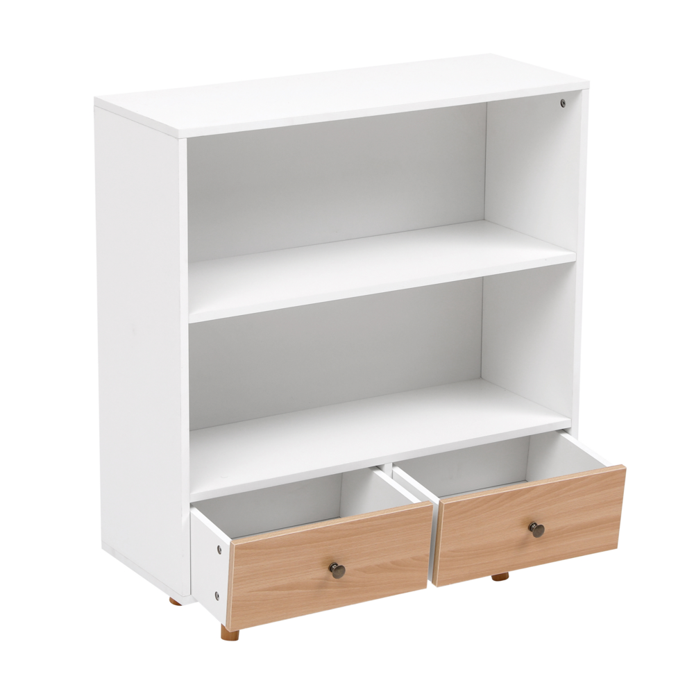 Happy Home Happy Home Sideboard Kommode offenes Regal mit 2 Schubladen HWR18-WEI weiß