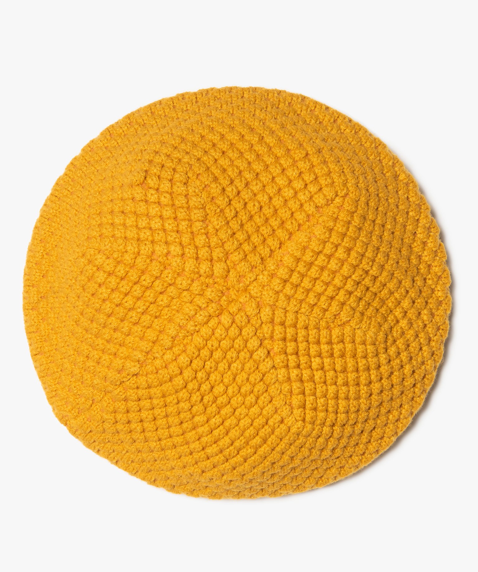 Béret femme en grosse maille fantaisie jaune | GEMO
