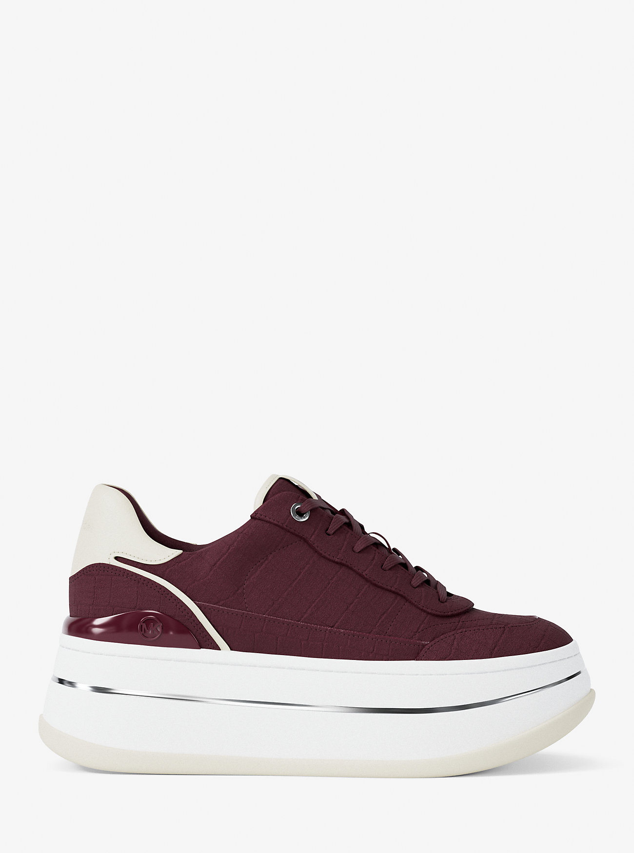 Hayes Crocodile Embossed Suede Platform Sneaker - OXBLOOD