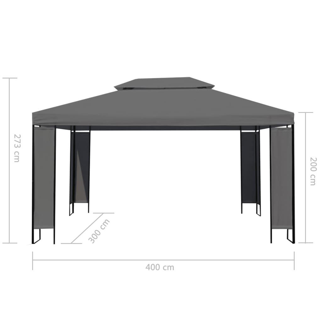 vidaXL Partyzelt Pavillon mit LED-Lichterkette Anthrazit 3x4 m