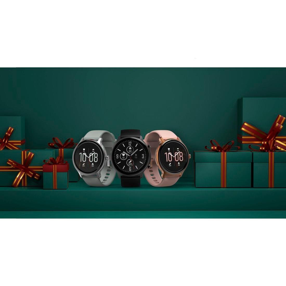 Hama Smartwatch Herren GPS Pulsmessung, Blutsauerstoff, Herzfrequenz, Timer Smartwatch (3,25 cm/1,28 Zoll), Fitnesstracker, Schritte, Kalorien, Schlaf, Stress, Tempo, Musik, Uhr