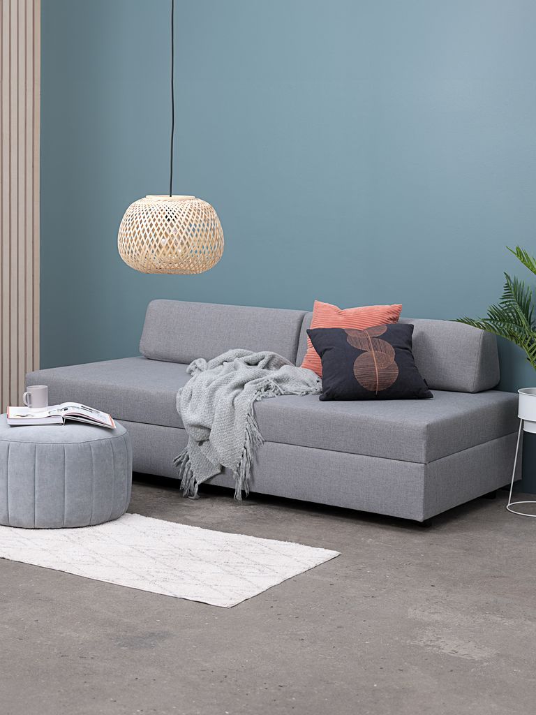 BEGINDT Sofa rozkładana BEGINDT 196x91 jasnoszara tkanina