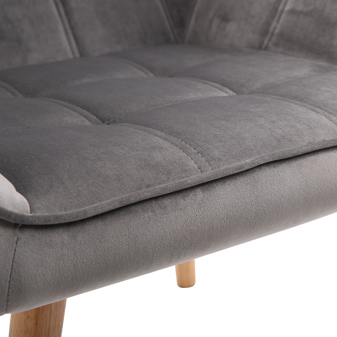 HOMCOM Einzelsessel Armlehnsessel Relaxsessel mit Holzbeine, Samtoptik, Grau