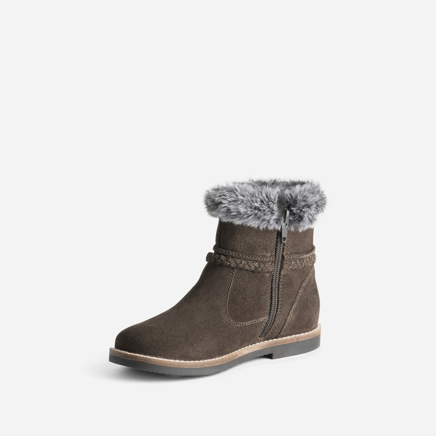 Boots BUGGY marron cuir velours à bord fourré