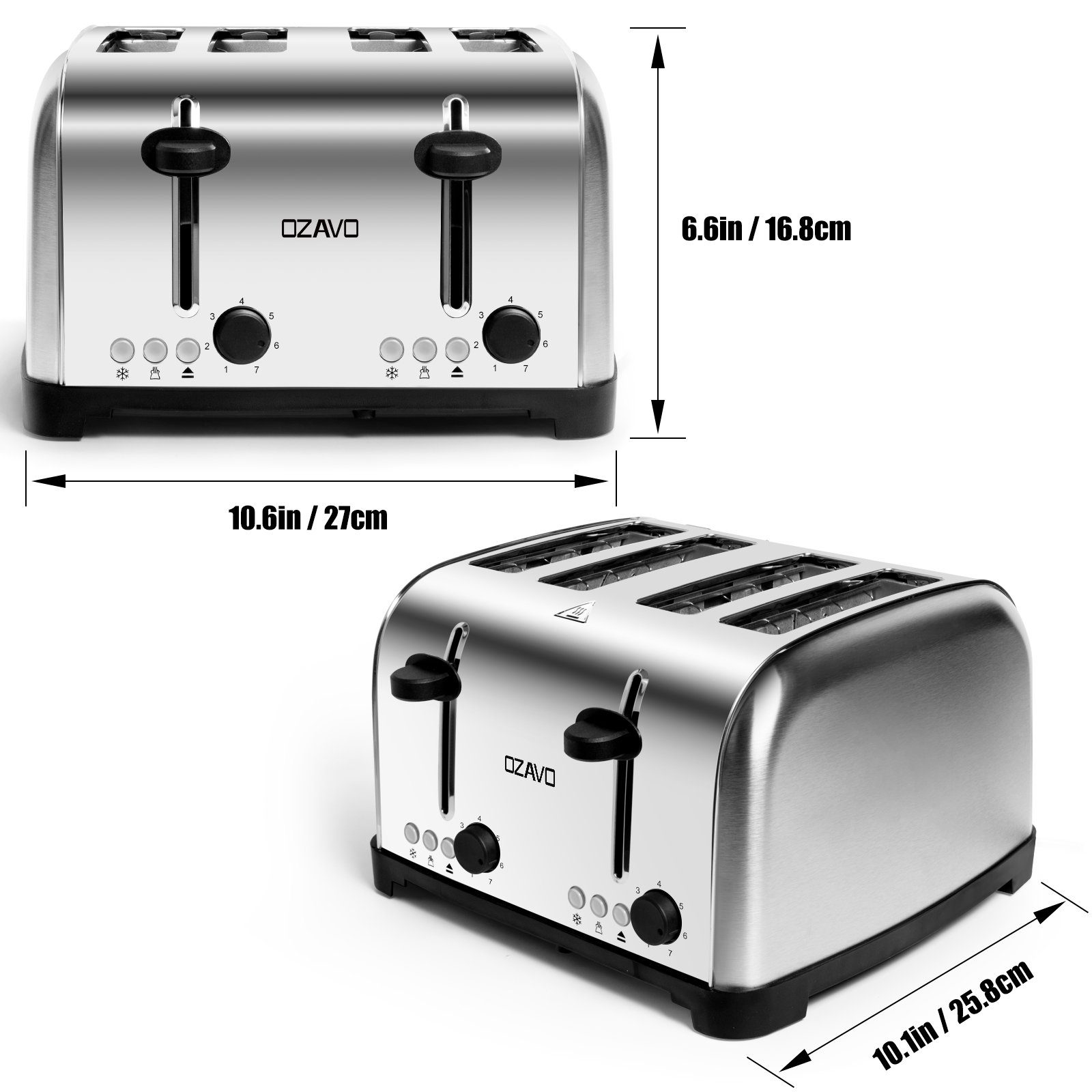 Gotoll Frühstücks-Set GLSH25+OZ331, Elektrischer 1,8 L Edelstahl Wasserkocher 4-Scheiben Toaster