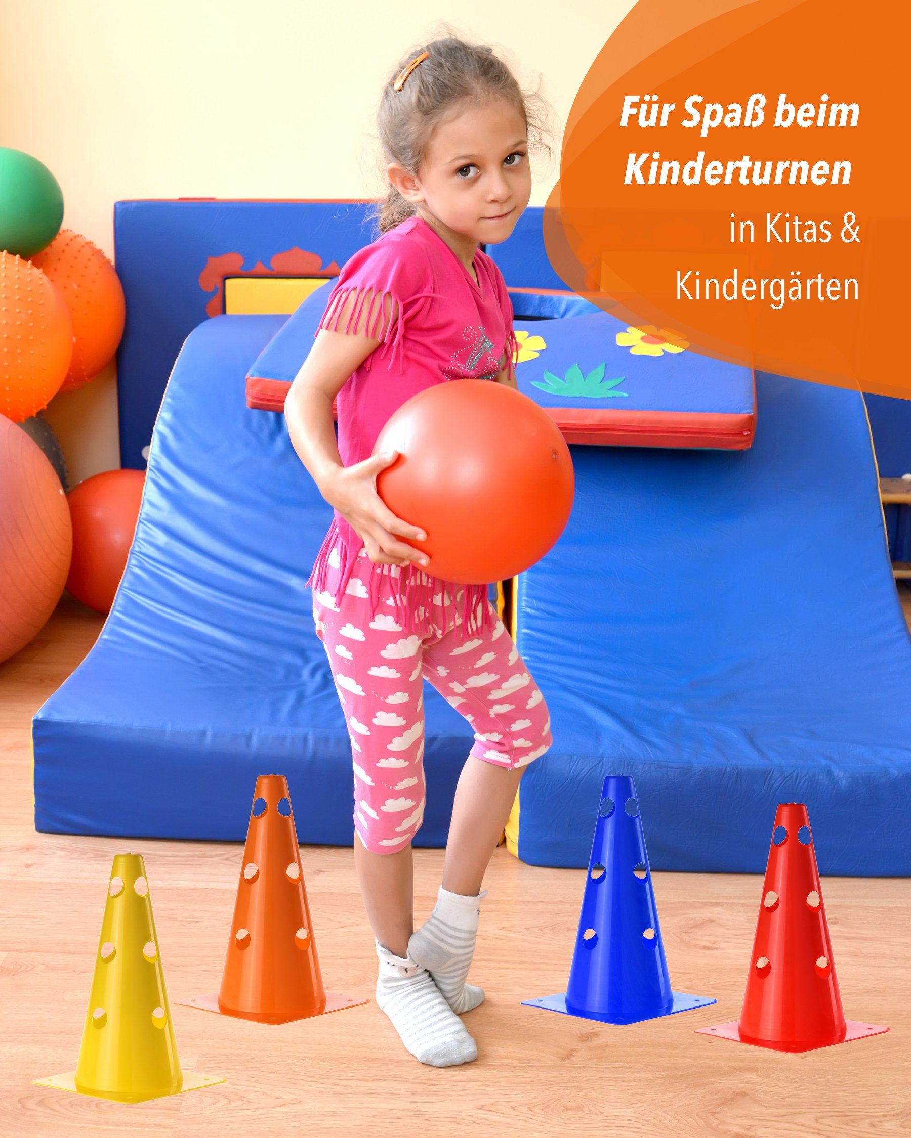 SPORTIKEL24 Markierungshütchen Loch-Markierkegel 30 cm Farbe Gelb