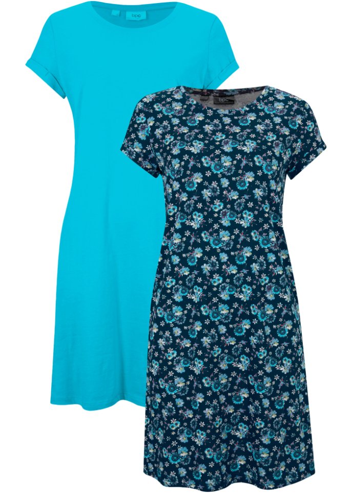 Shirtkleid mit seitlichen Schlitzen (2er Pack)