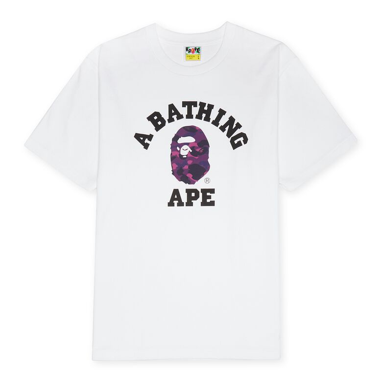 A Bathing Ape Color Camo College Tee M white/purple