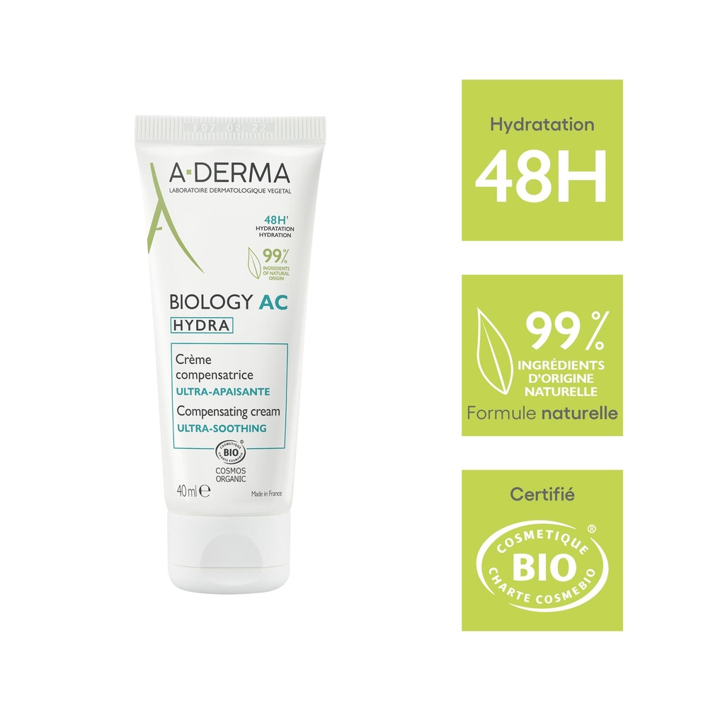 A-Derma Biology AC Hydra crème compensatrice bio  40 ml Crème