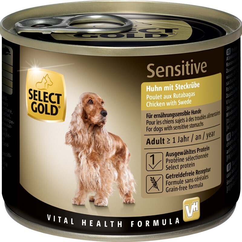 SELECT GOLD Hundenassfutter SELECT GOLD Sensitive Adult 6x200g Huhn mit Steckrübe