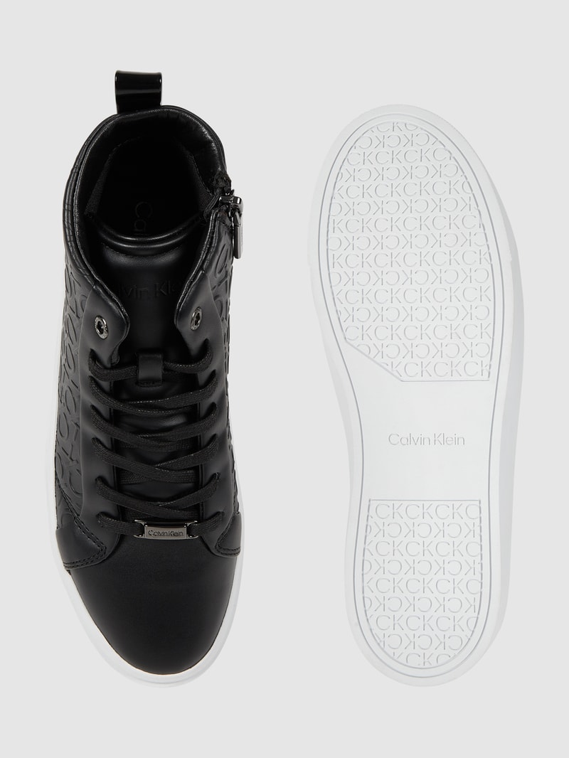 High Top Sneaker aus Leder in schwarz