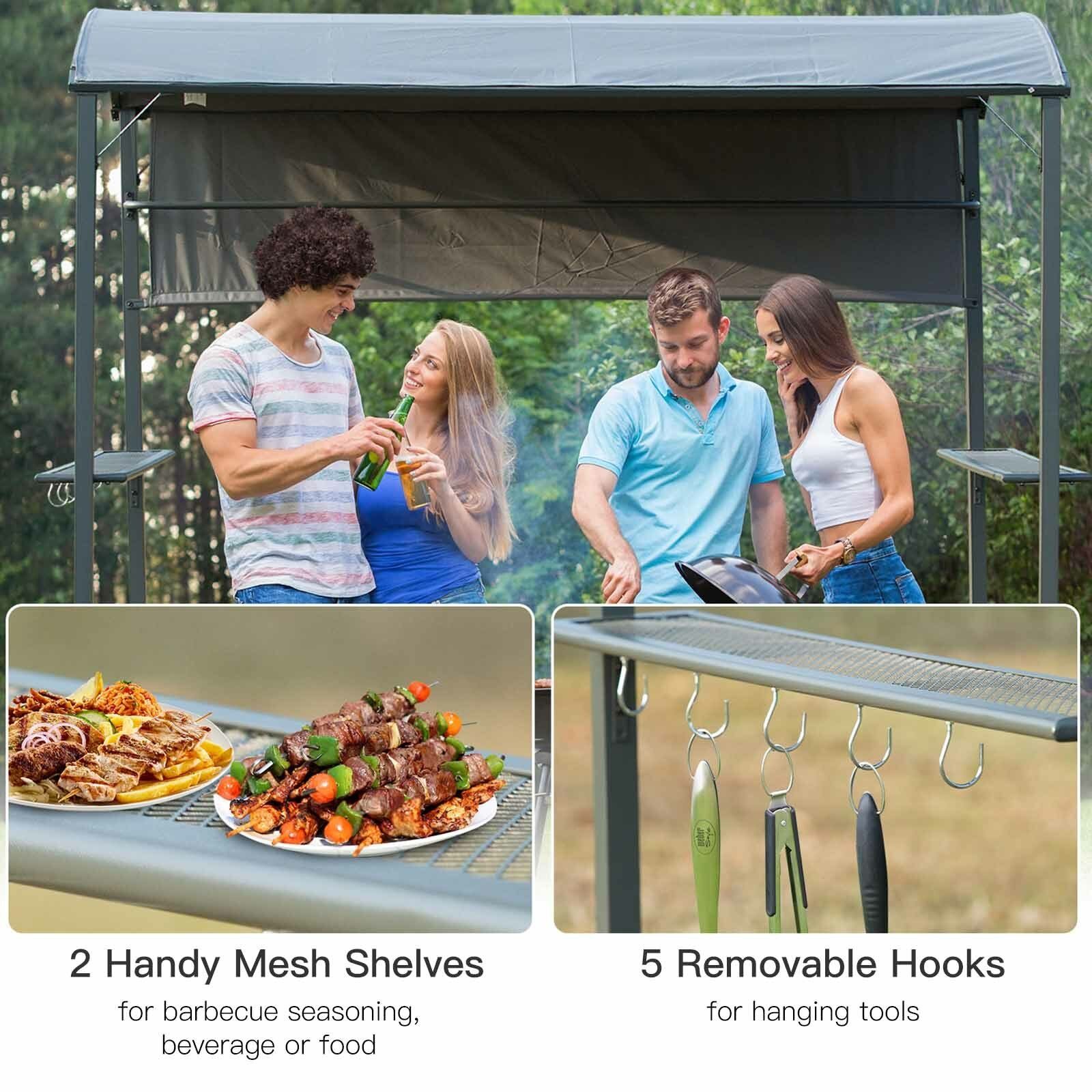 Outsunny Grillpavillon Grillpavillon mit Flammenschutzdach