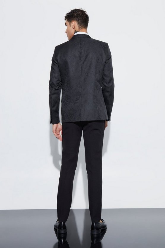 Slim-Fit Jacquard Anzugjacke mit Kontrast-Revers