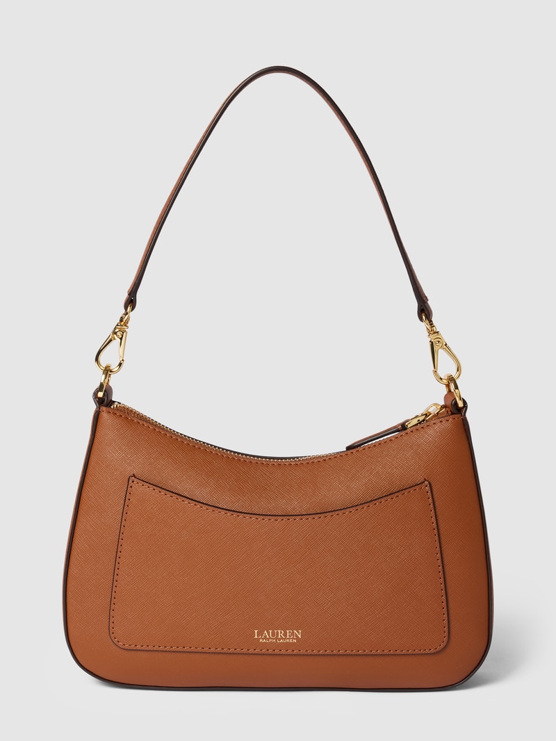 Schultertasche mit Label-Applikation Modell 'DANNI' in cognac