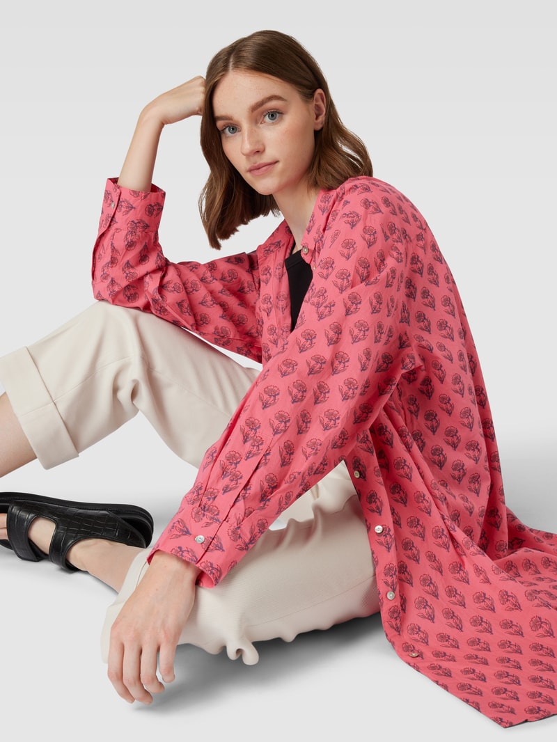 Longbluse mit Allover-Muster in fuchsia