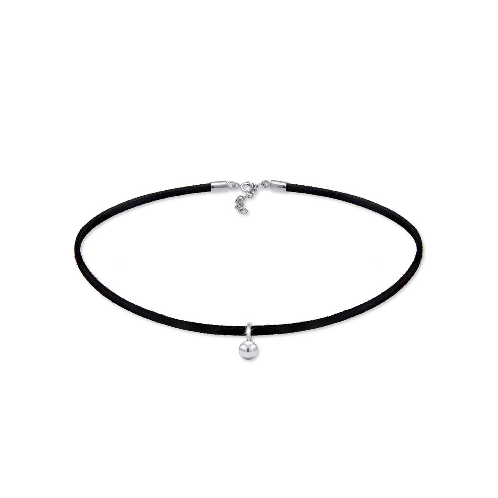 Elli Elli Collier Choker Velour Noir Collier Femme - (925/1000) Argent Plaqué Or collier