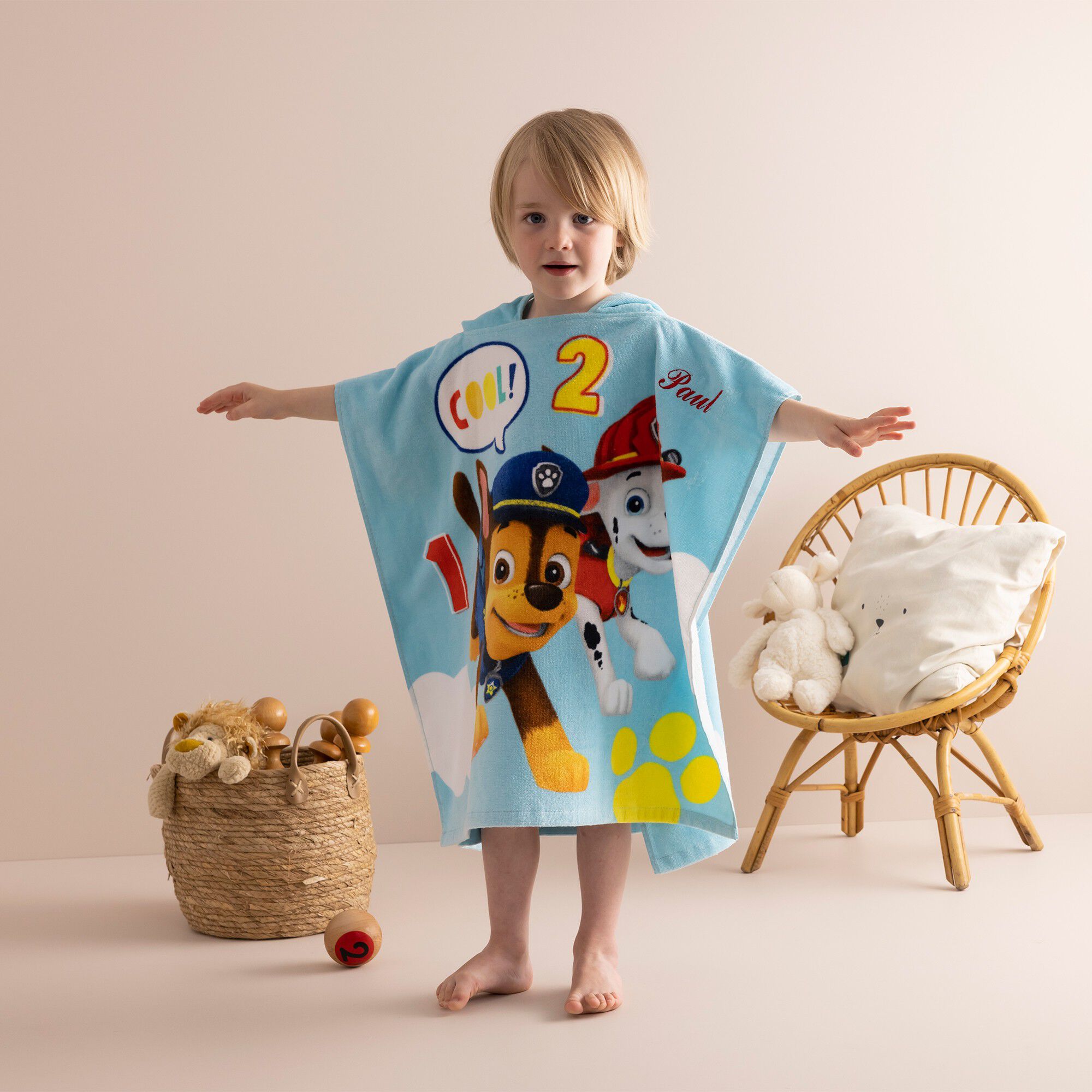 Poncho de bain enfant Pat Patrouille à capuche personnalisable