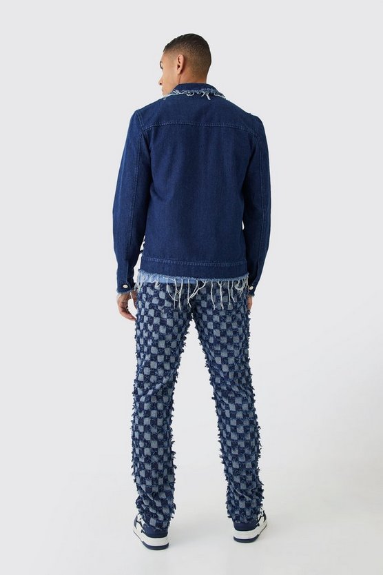 Lockere Jeans mit Schachbrett-Muster