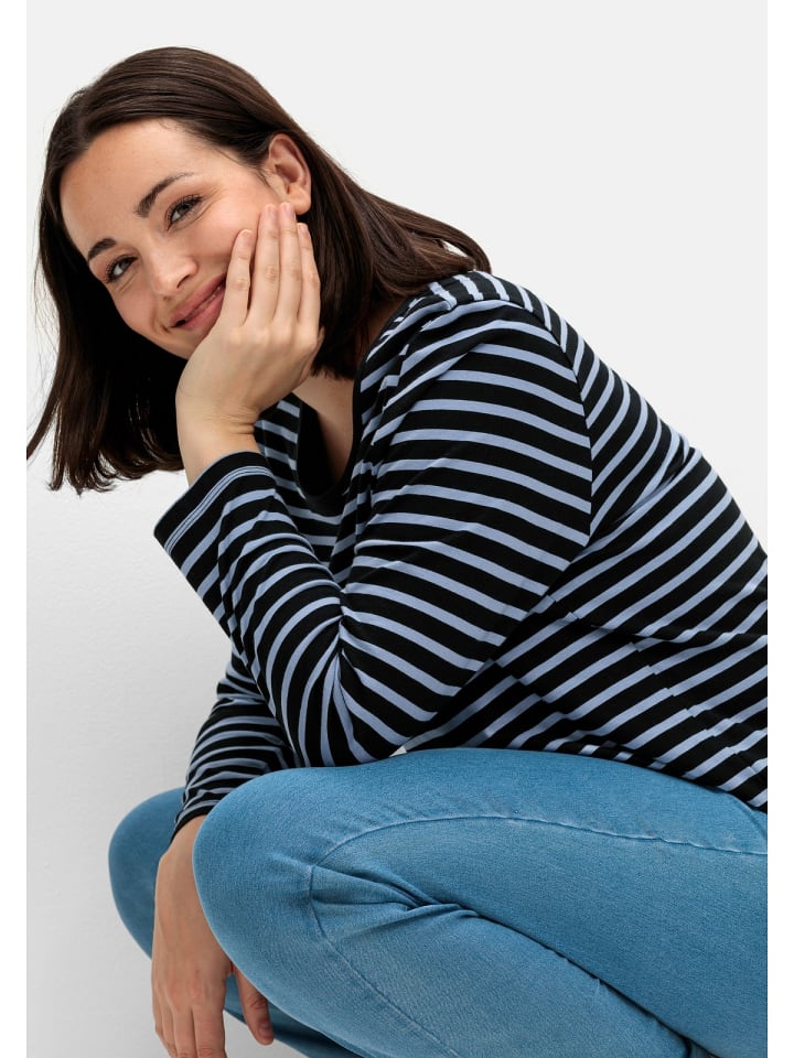 sheego Ringelshirt in taubenblau gestreift günstig kaufen