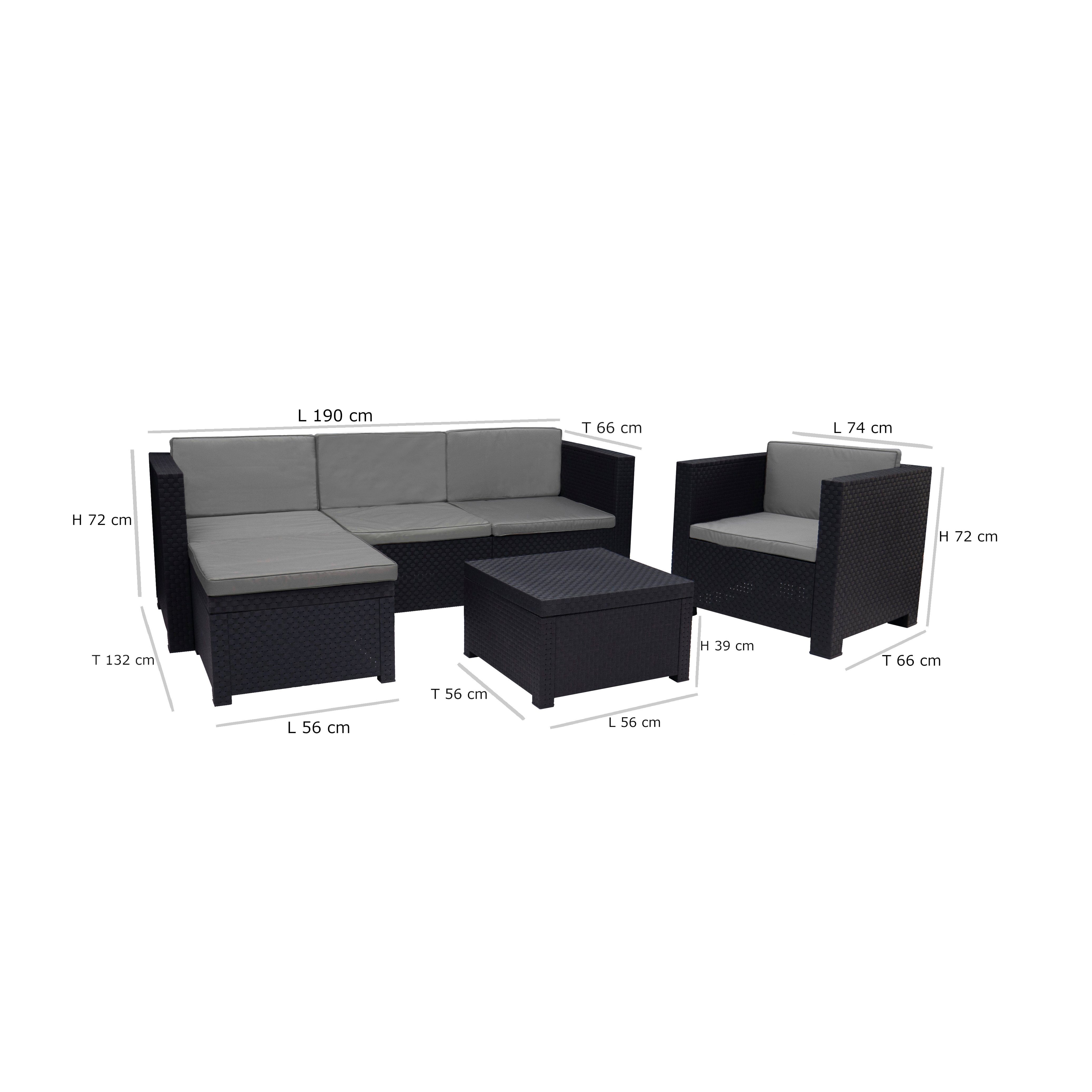 Shaf Gartenlounge-Set Shaf Loungeset Manhattan - Rattanoptik, wetterfest, Garten, Outdoor