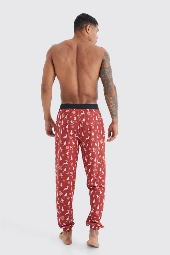 Loungewear-Hose mit Weihnachtsbaum-Print