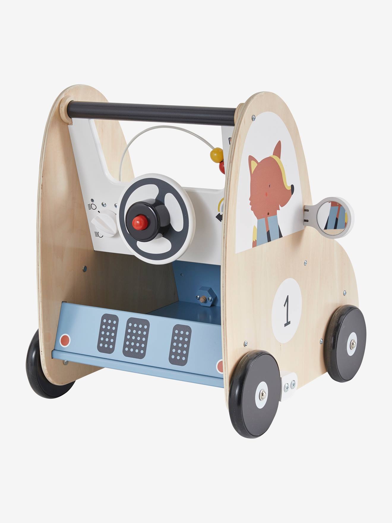 Vertbaudet Baby Lauflernwagen mit Bremse, Holz FSC - mehrfarbig