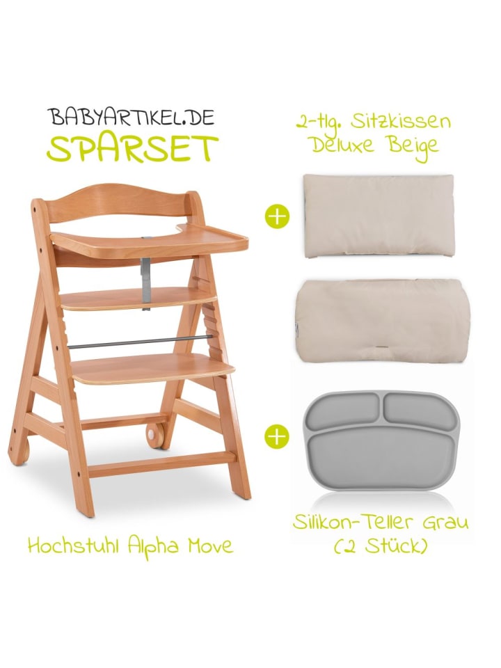 Hauck Hochstuhl Alpha Plus Move Natur - im Sparset inkl. in beige günstig kaufen onesize