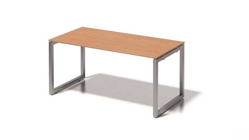 Cito Schreibtisch, 740 mm höhenfixes O-Gestell, H 19 x B 1600 x T 800 mm, Dekor buche, Gestell silber