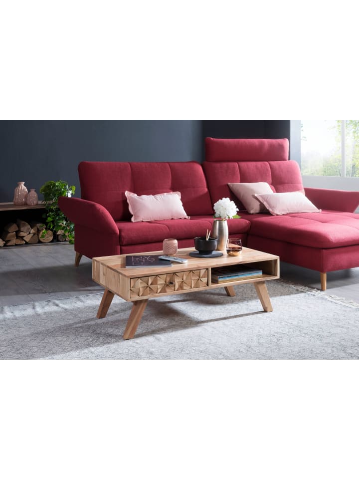 KADIMA DESIGN Couchtisch REWA 95x35x50cm Massivholz Sofatisch, Design günstig kaufen onesize