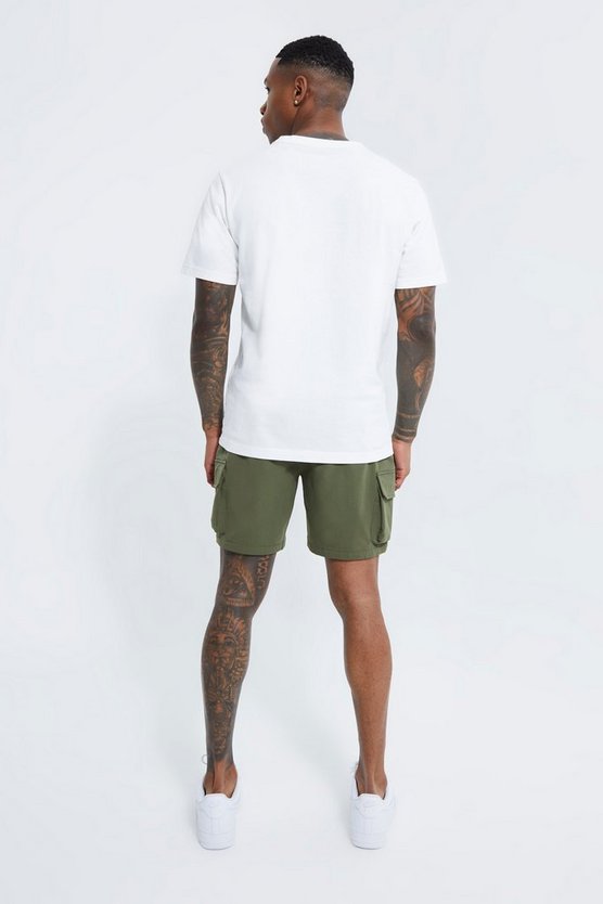 Elastische Slim-Fit Cargo-Shorts