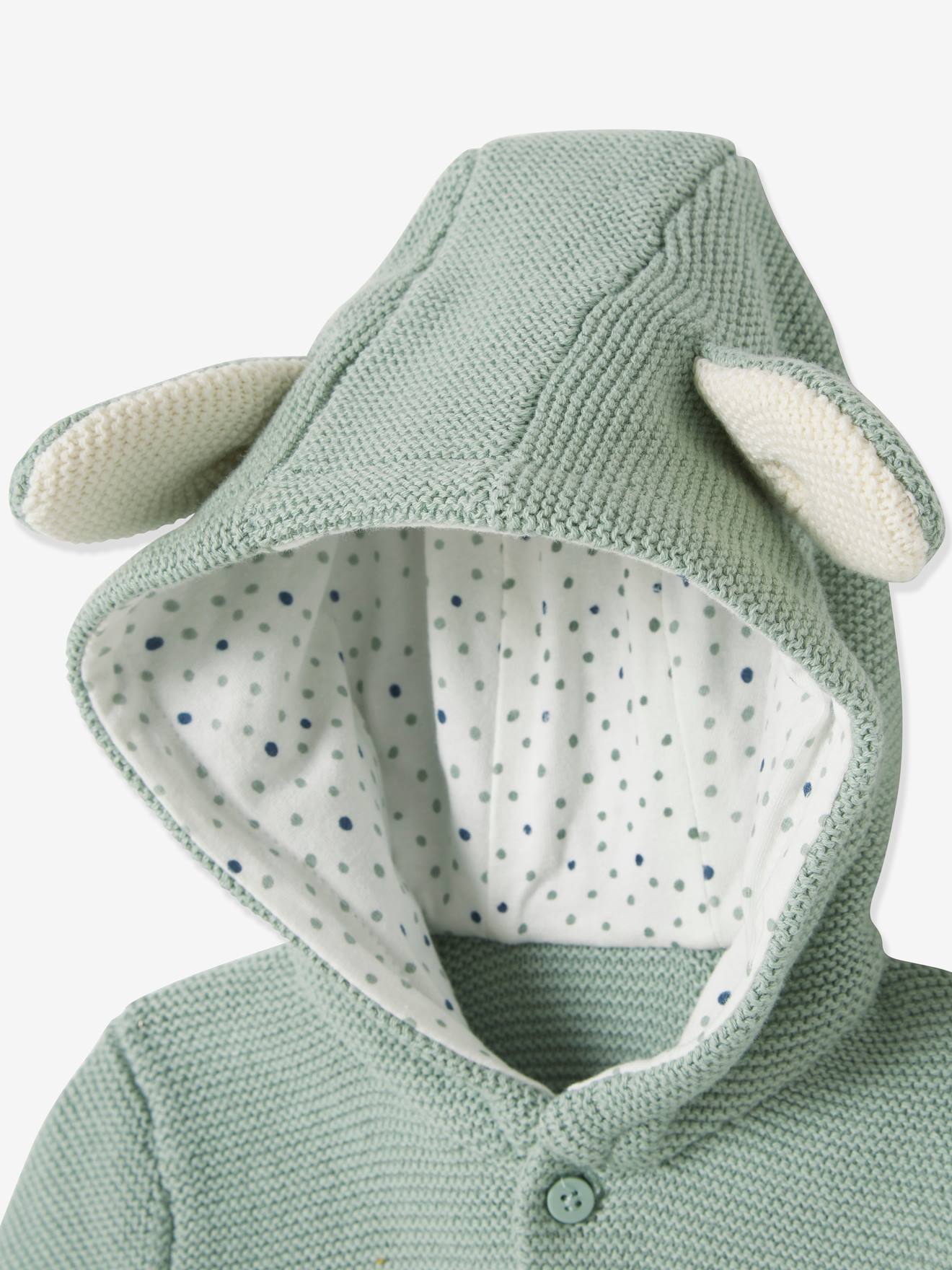 Ensemble naissance 3 pièces point mousse gris clair