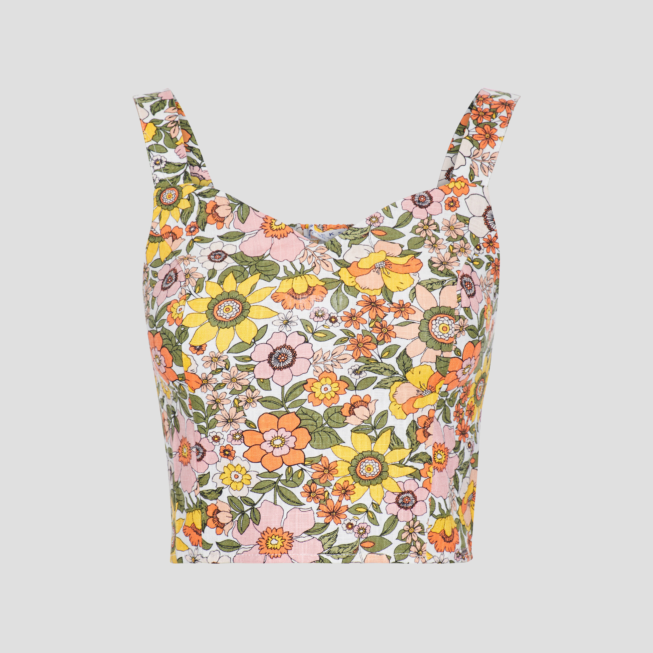 Débardeur cropped en mélange de lin orange femme | La Halle
