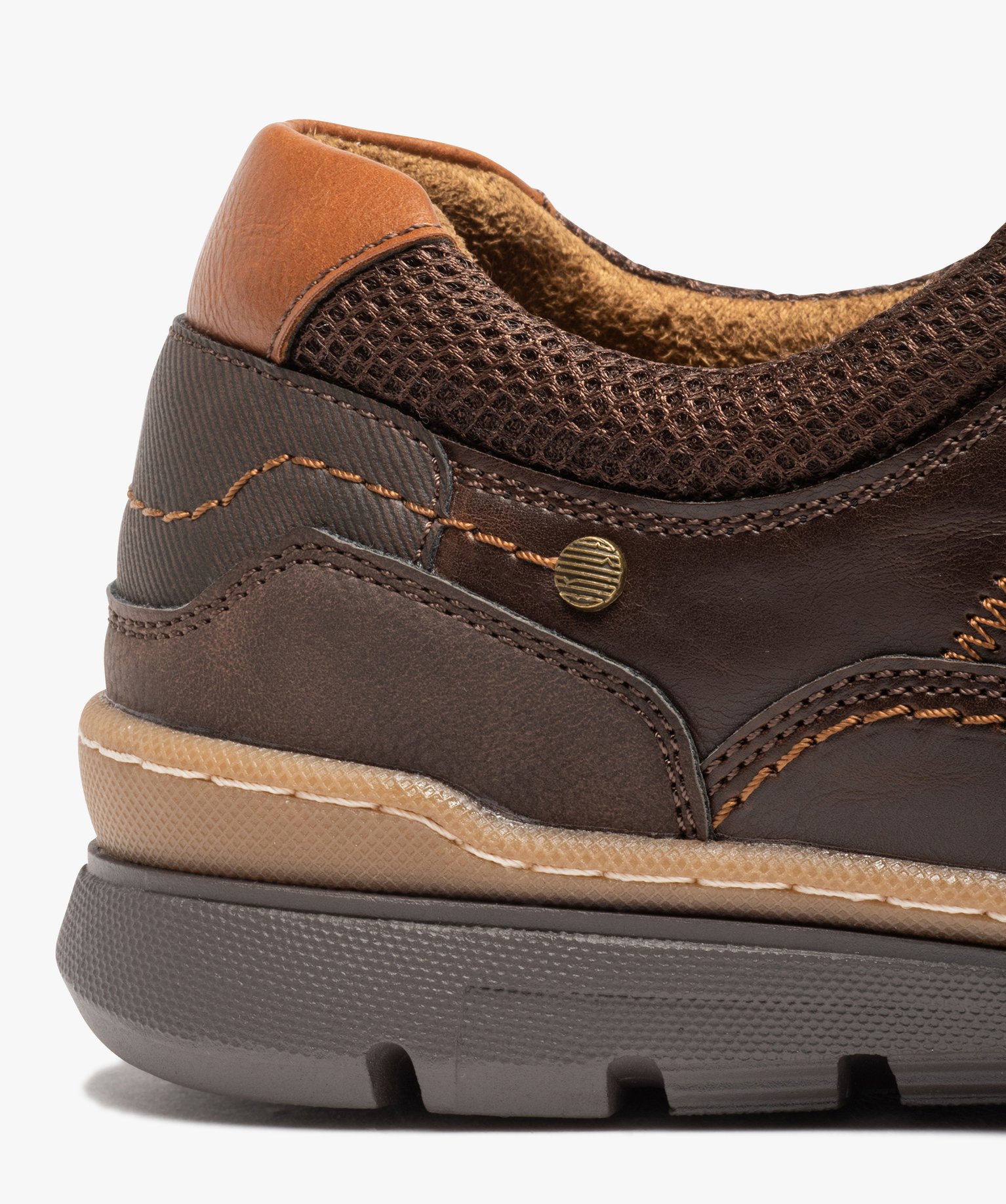 Chaussures bateau confort dessus uni fermeture lacets marron | GEMO