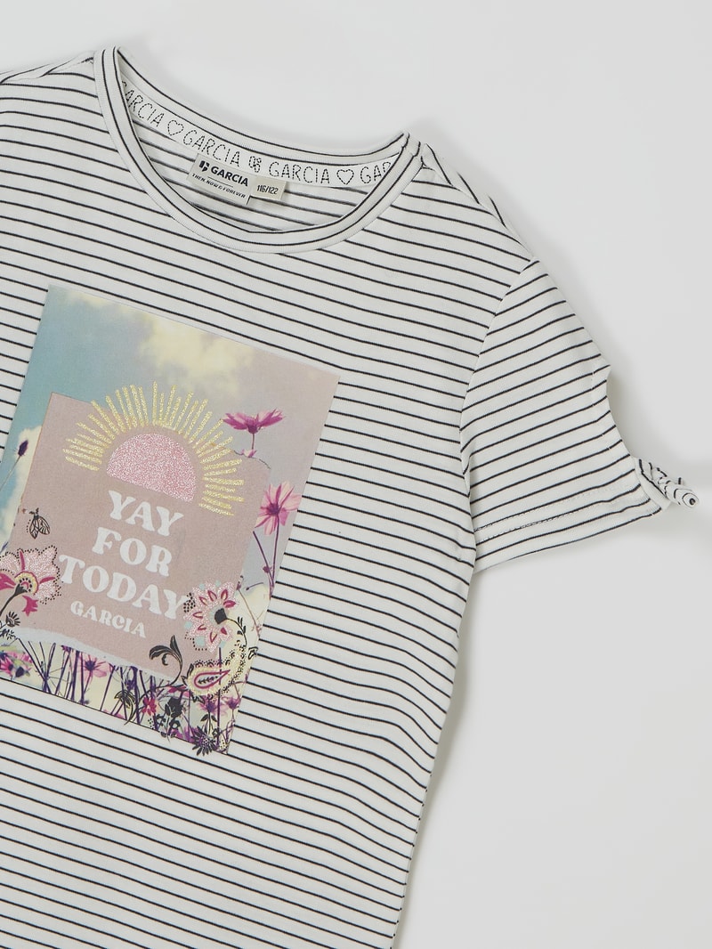 T-Shirt mit Streifenmuster in offwhite meliert