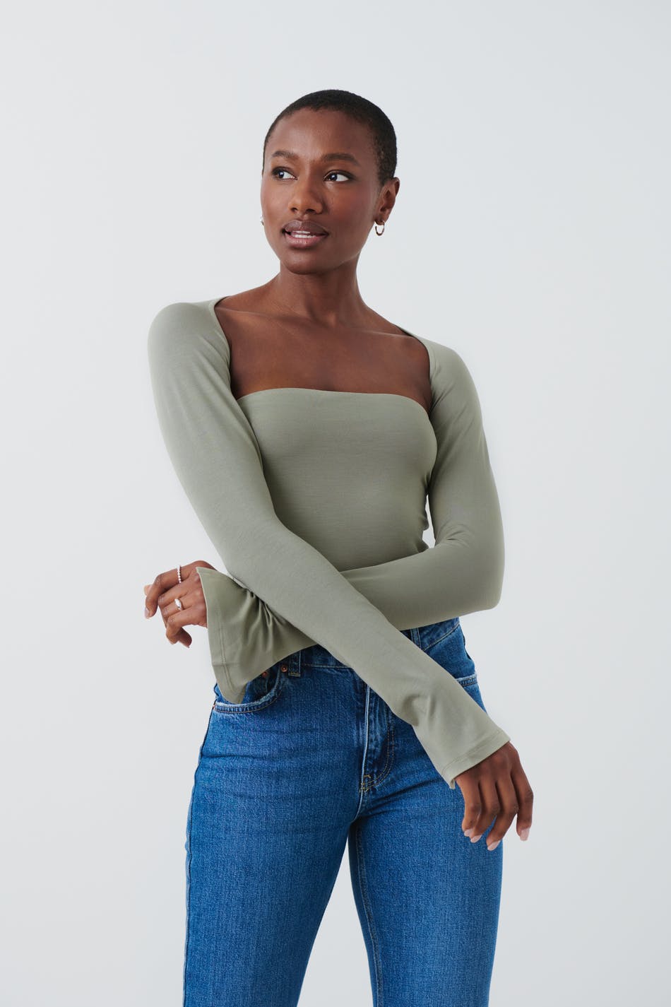 Soft touch square neck top