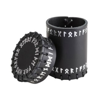 Black Runic Leather Dice Cup
