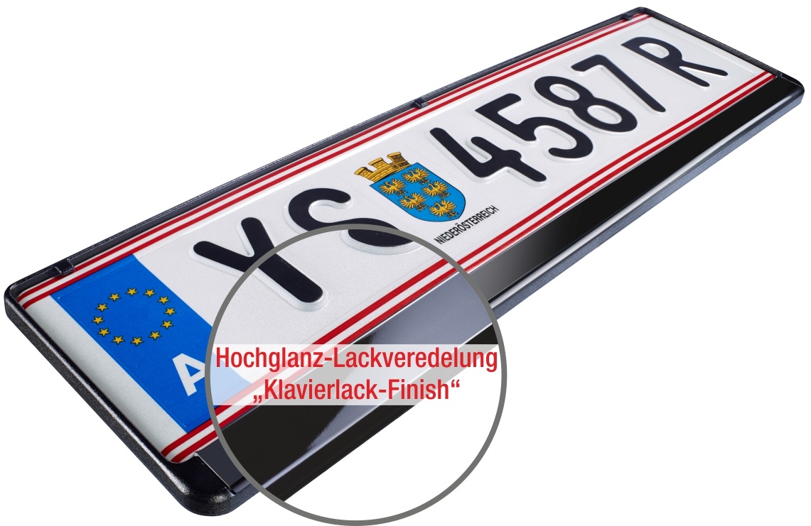 Kennzeichenhalter Black Brilliant für Österreich, 1 Stück - ATU