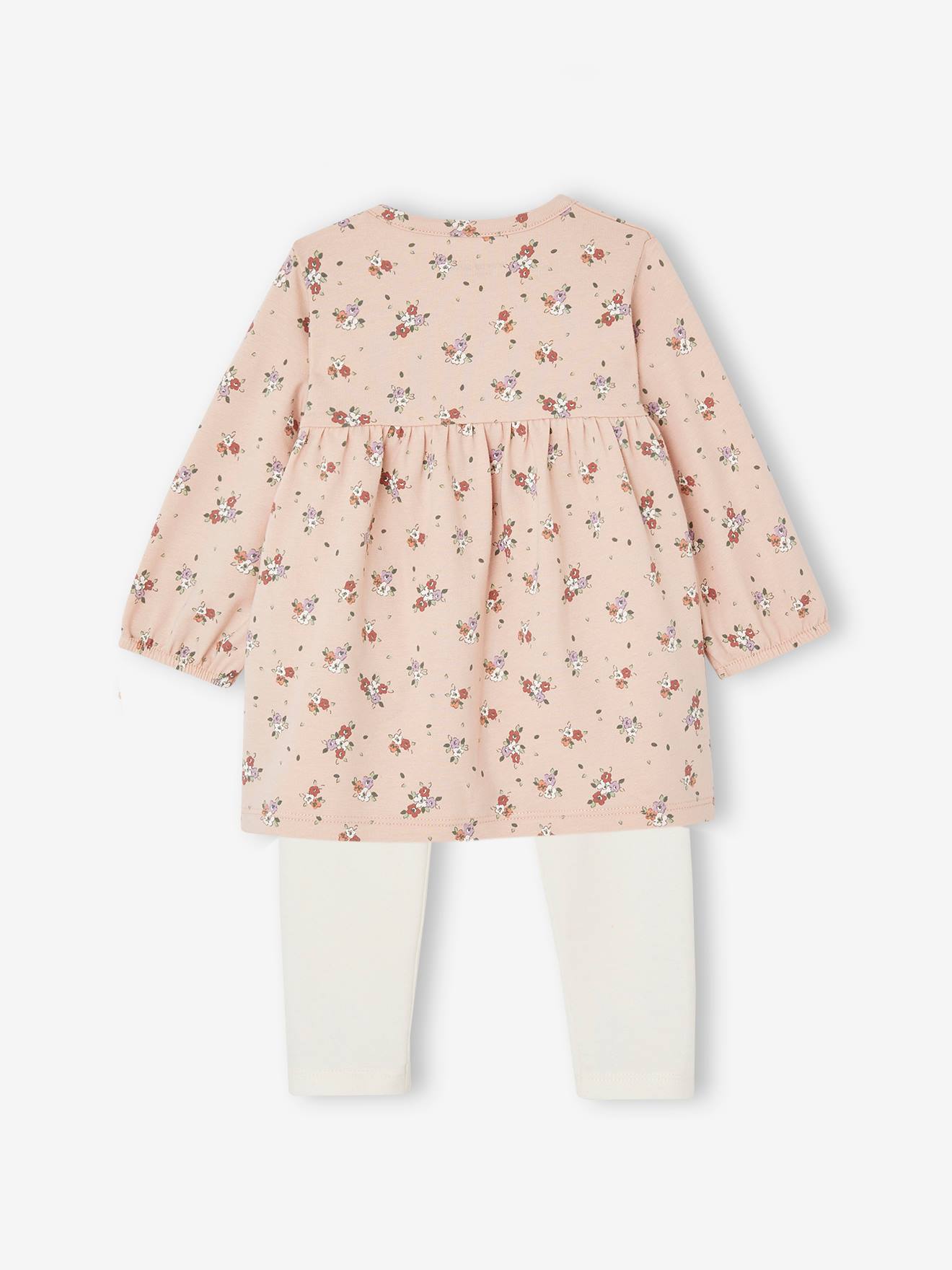 Vertbaudet Mädchen Baby Set aus Haarband, Kleid & Leggings Oeko Tex - pudrig rosa