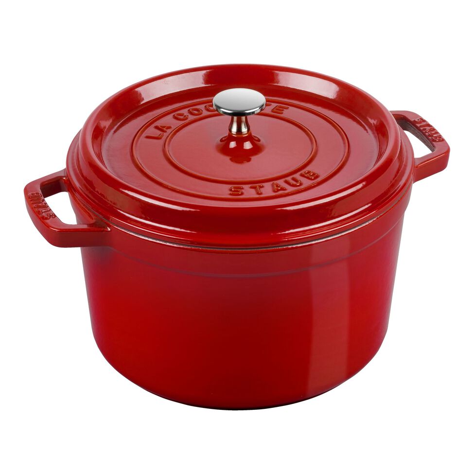 Cocotte tief 24 cm, rund, Kirsch-Rot, Gusseisen