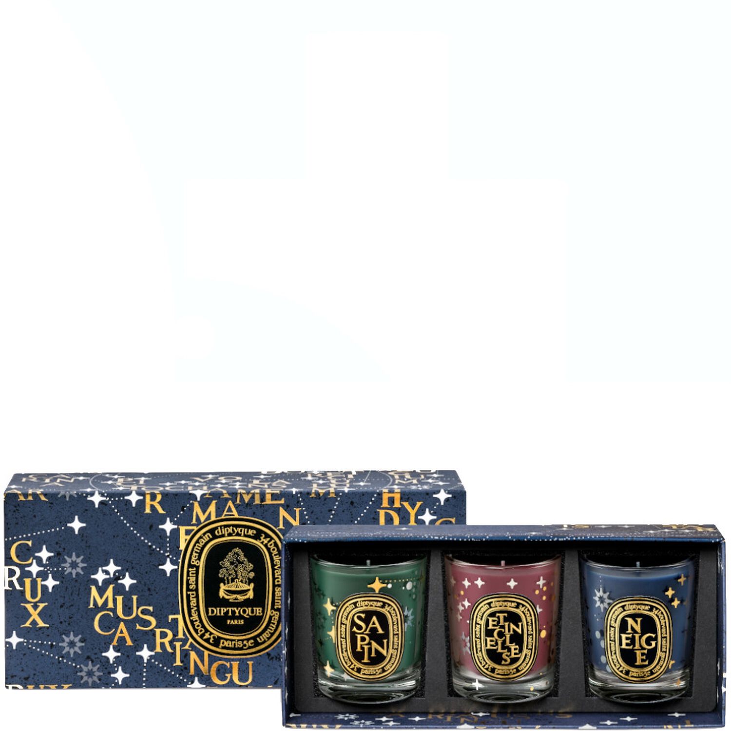 Diptyque Bougies Parfumées Coffret Sapin, Etincelles et Neige 70g