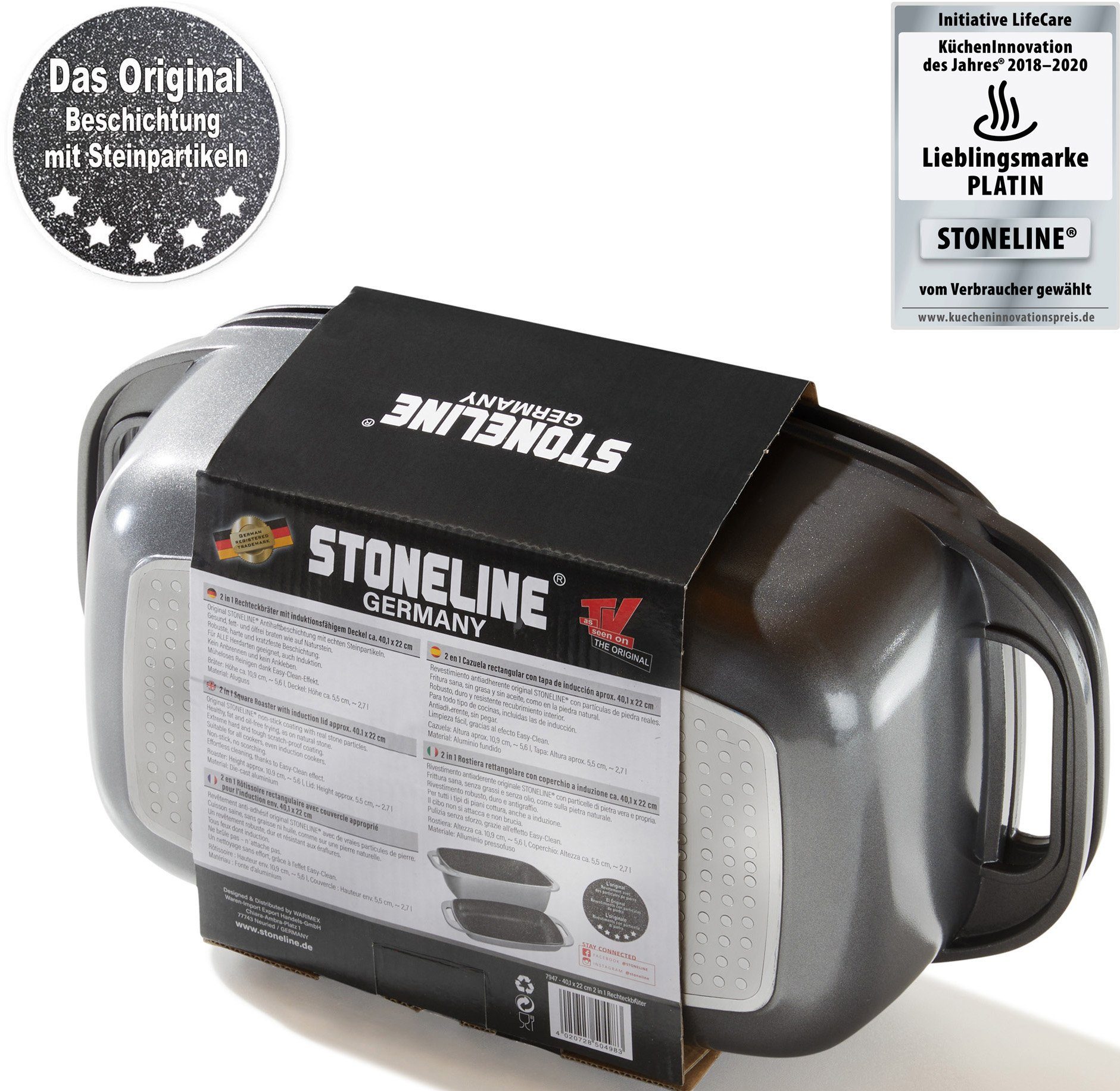 STONELINE Bräter, Aluminiumguss (1-tlg), mit Alugussdeckel, Induktion