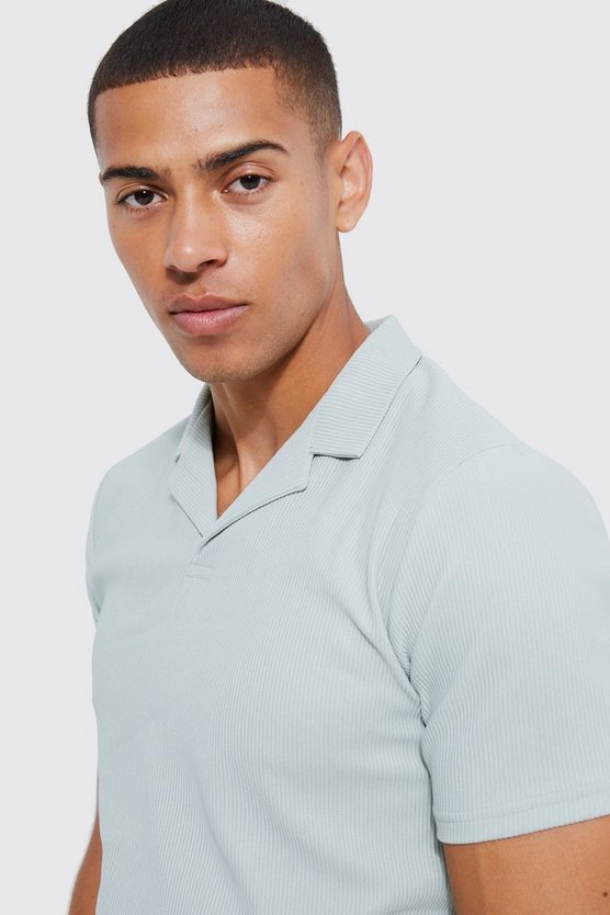 Geripptes Slim-Fit Ottoman Poloshirt