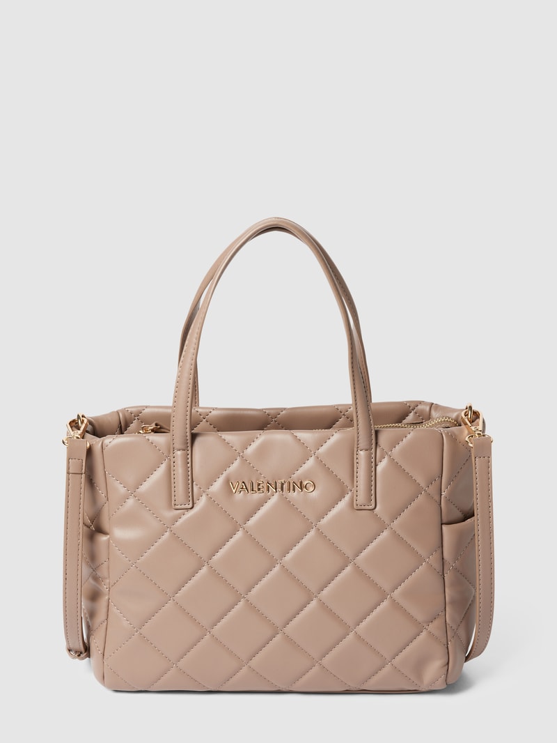 Umhängetasche mit Label-Detail Modell 'OCARINA' in taupe