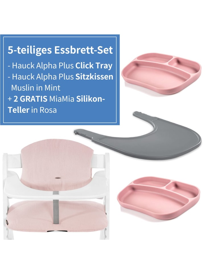 Hauck 5-tlg. Essbrett-Set für Alpha Plus - Click Tray   in grau,rosa günstig kaufen onesize