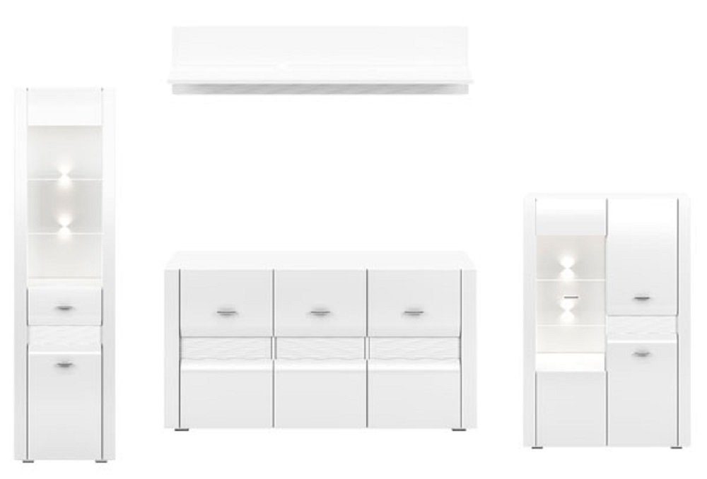 Feldmann-Wohnen Wohnwand ARKO, (Set, 1 Sideboard + 2 Vitrinen + 1 Wandregal), Gesamtmaße B/T/H: 285 cm x 42 cm x 201 cm