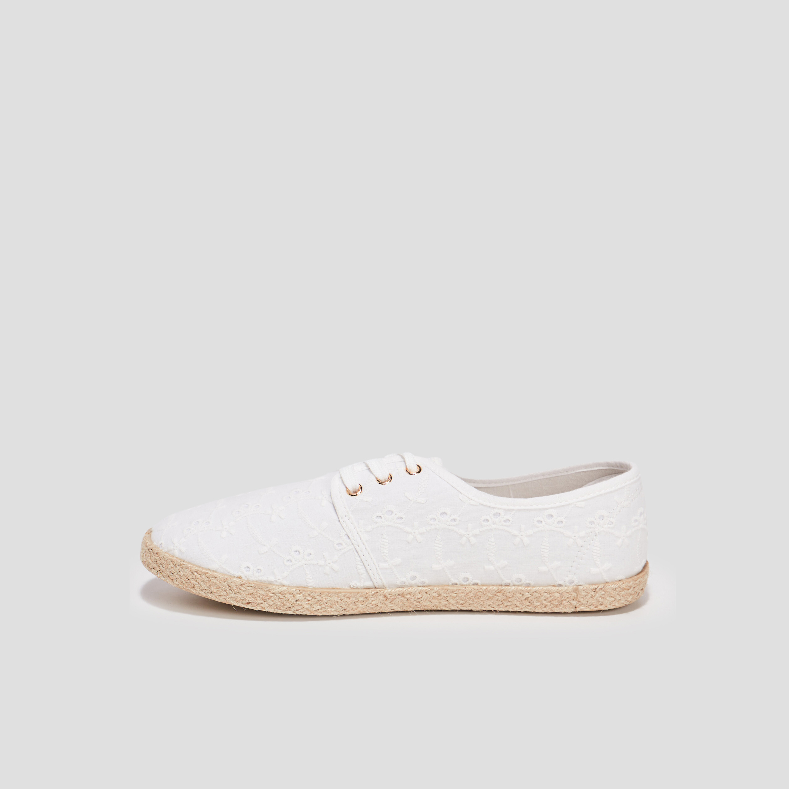 Derbies en toile à lacets blanc femme | La Halle